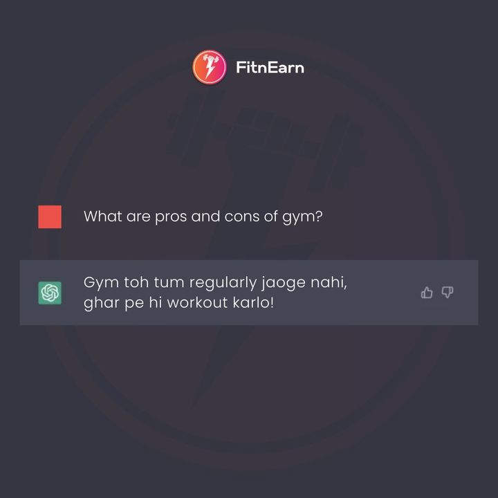 FitnEarn's tweet photo. Reality check with chapalgpt 😭😭 

#chatgpt #chatgptmemes  #conversationwithai #chatgptconversation #fitnearn #ai  #flyingchappal #healthylifestyle #healthy #fitlifestyle https://t.co/xB5TL7CUAy
