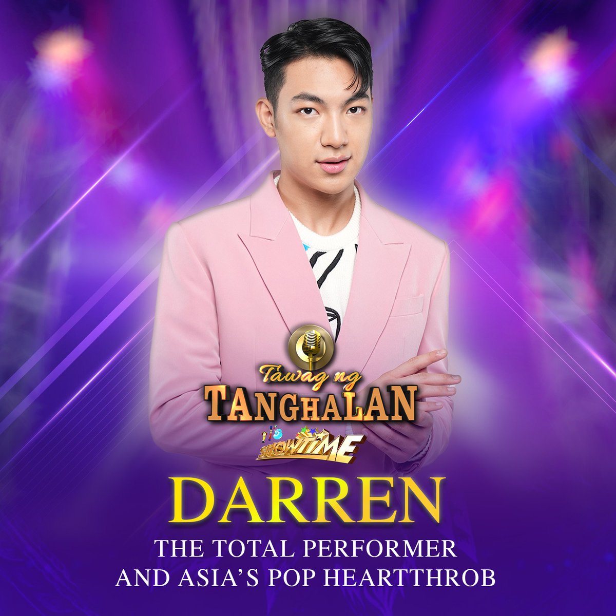 itsShowtimeNa's tweet photo. ποΈ Madlang People! Ang ating bagong hurado sa Tawag ng Tanghalan - The Total Performer and Asia's Pop Heartthrob DARREN! Welcome sa It's Showtime! πππ€ https://t.co/YEds1V1Voi