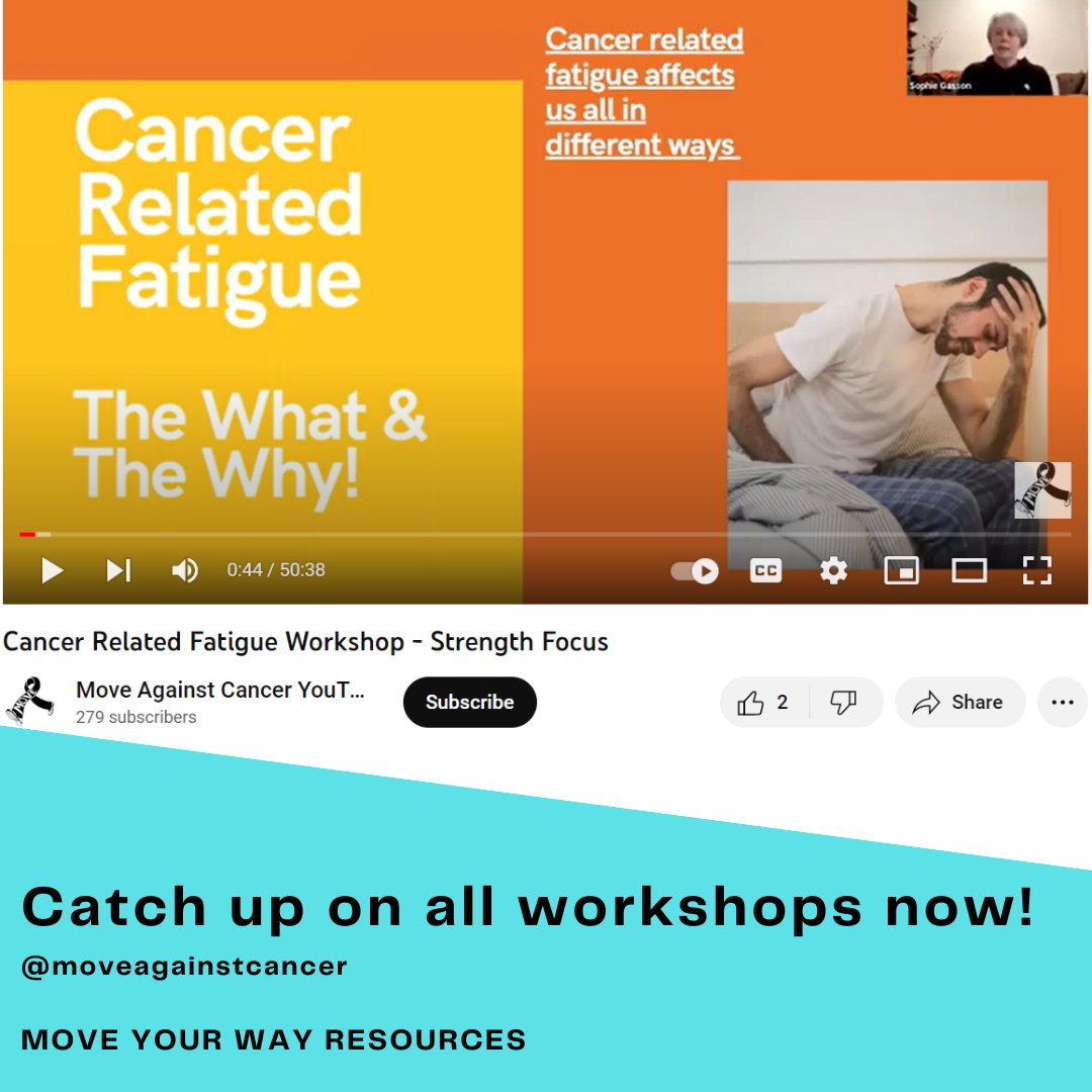 DID YOU KNOW you can catch up on our January workshop series on our Youtube channel?
The series focused on cancer related fatigue, and how movement and exercise can help.
Watch them back here:lght.ly/nl90d5k