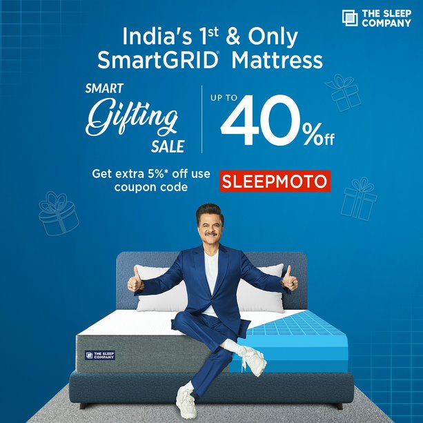 💙Tʜᴇ Sʟᴇᴇᴘ Cᴏᴍᴘᴀɴʏ Sᴍᴀʀᴛ Gɪꜰᴛɪɴɢ Sᴀʟᴇ💙
Get Up to 40% OFF + Extra 5% OFF on Mattresses🥳
Grab Offer Now👉bit.ly/3wDjC1T

#TheSleepCompany #Coupons #Mattress #mattresssale #mattressshopping #sale #CouponMoto