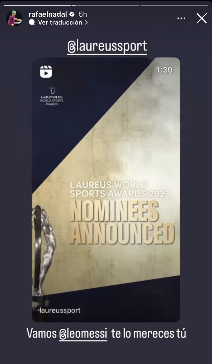 SmMutasim's tweet photo. Rafa Nadal via IG: "An honor to be nominated again for the Laureus Sportsman of the Year… But… This year… Let's go Leo Messi, you deserves it."

🇧🇩🇧🇩🇦🇷🇦🇷
@BarcaUniversal 
@FCBarcelona 
@Argentina https://t.co/u116OfJpnL