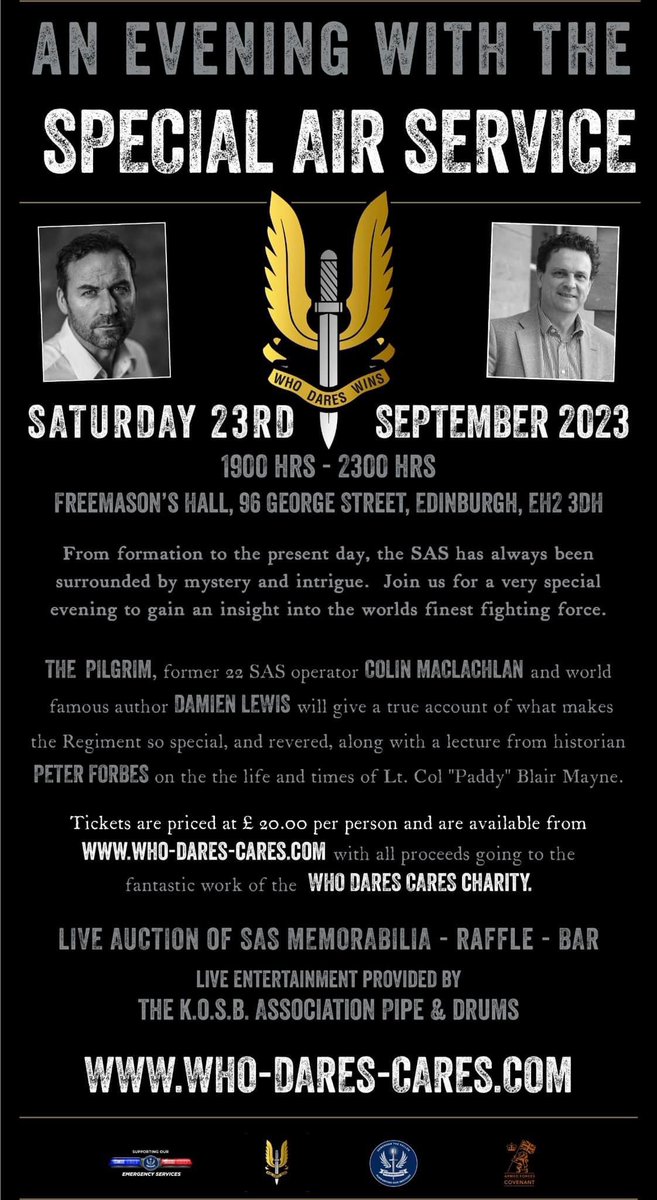 blair_mayne's tweet photo. Another highly recommended event in Edinburgh, this September in support of @who_dares_cares #BlairMayne
#PaddyMayne
#SAS #WW2 #WhoDaresWins #HeWhoDared #SpecialAirService https://t.co/9StAOGyMYA