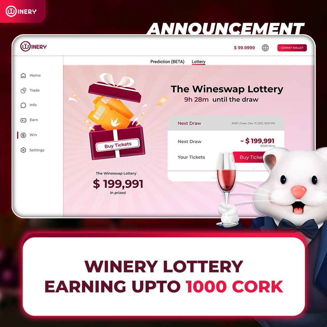 🧧Don't miss out the Winery Lottery for earning up to 1000 CORK🧧

Buy lottery ticket at winery.finance/burn