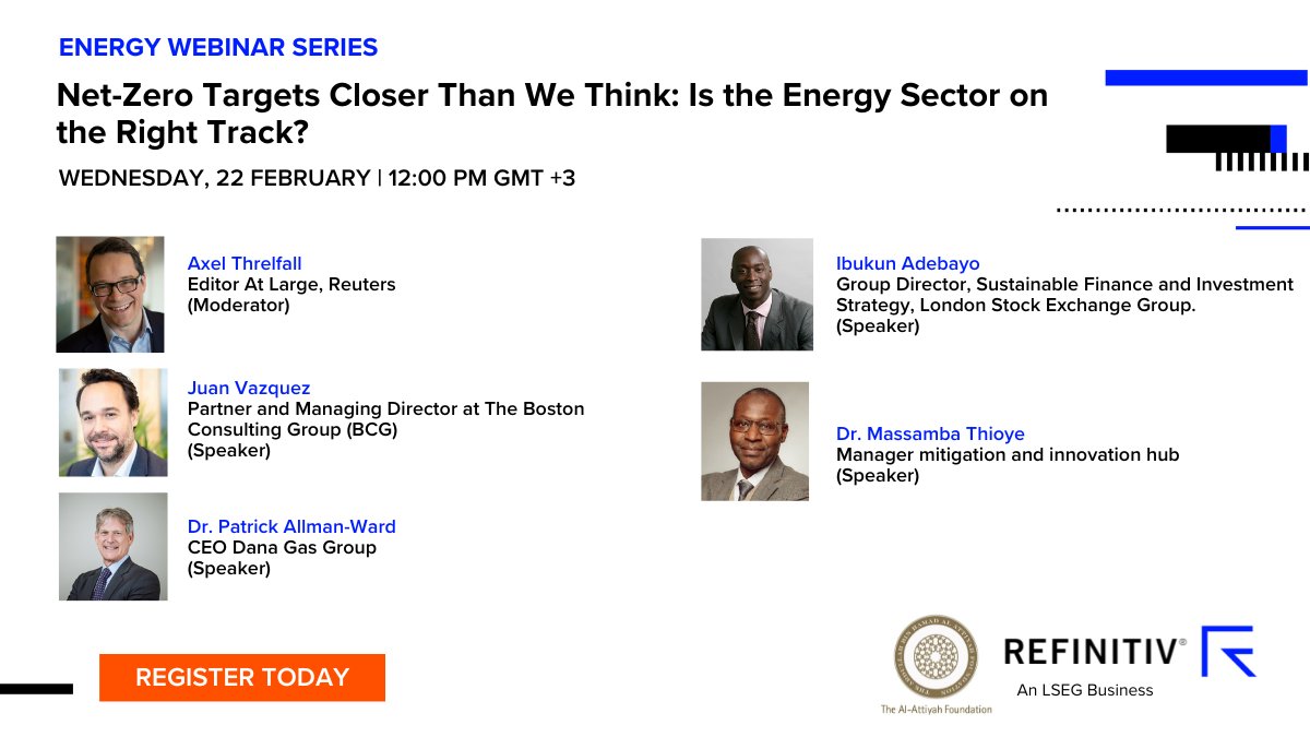 Join us tomorrow in the Energy Webinar Series on 22 February 2023 as we discuss the energy sector’s transition to net zero, including current targets, future scenarios and the extent to which these goals are achievable with key speakers. Register: bit.ly/40tLXpU