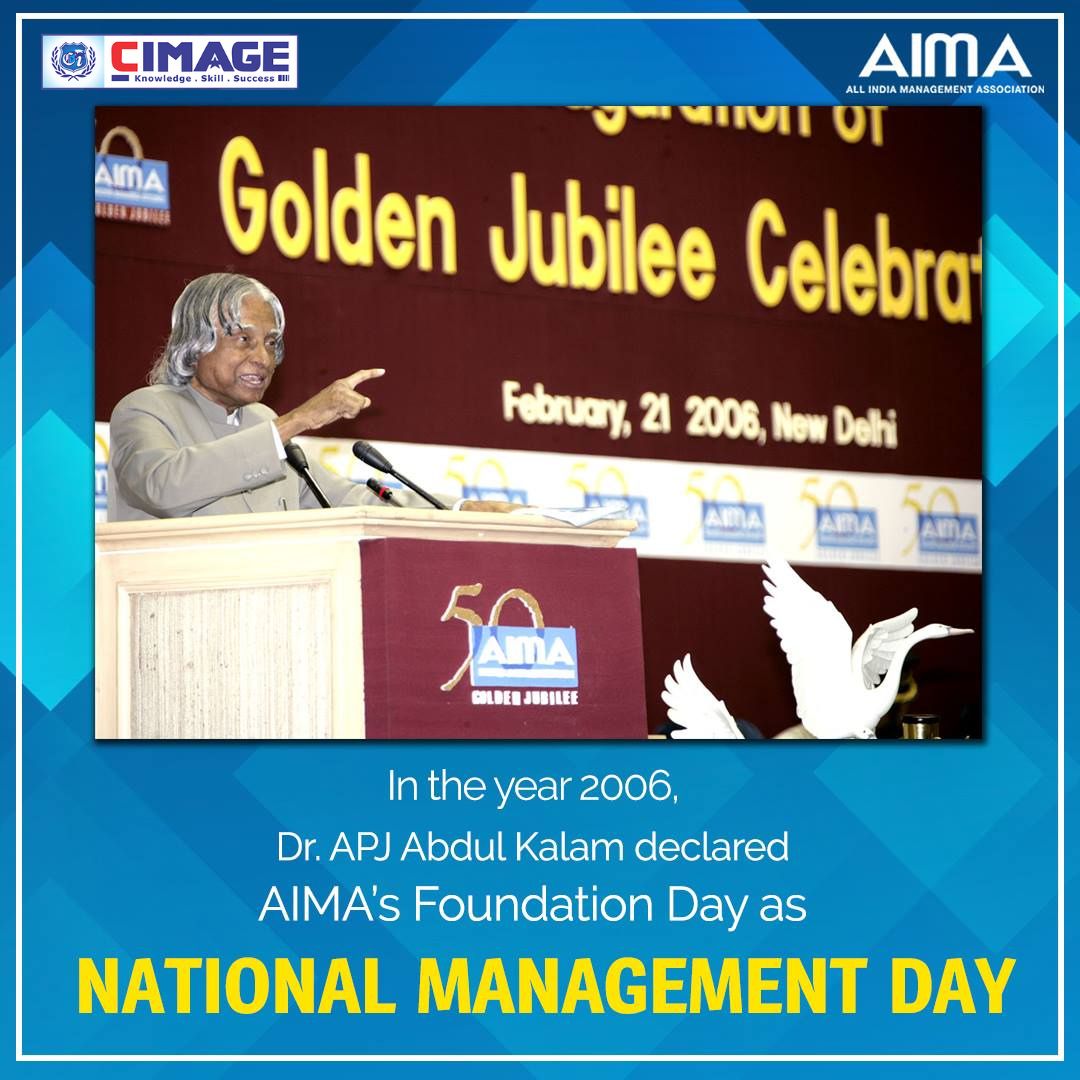 cimagecollege's tweet photo. CIMAGE, Nodal Center of AIMA in Bihar wishes all management professionals a Happy National Management Day. In the year 2006, Dr. APJ Abdul Kalam declared AIMA's foundation day as National Management Day.
#cimage #college #learning #management @aimaindia https://t.co/UKwoWV8BwV