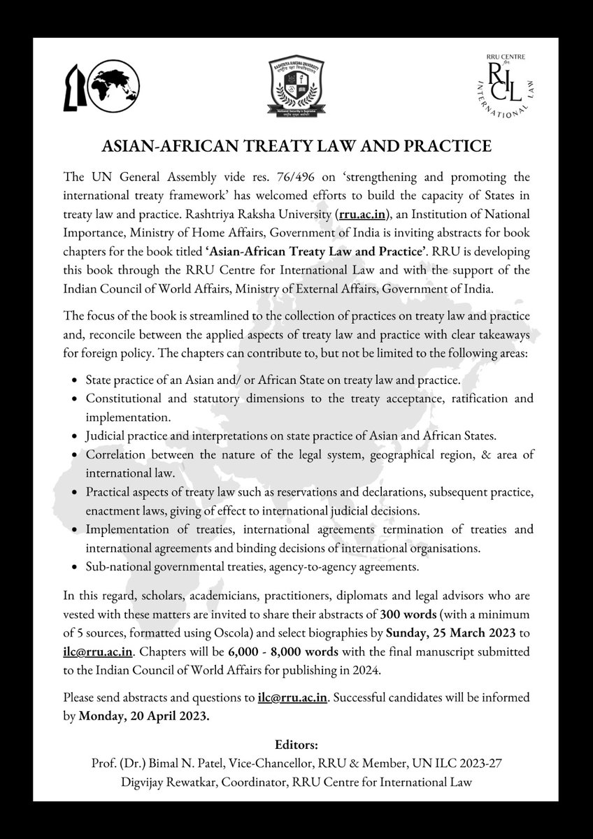 rru_cil's tweet photo. #RRU #RCIL #CallForPapers #InternationalLaw & #TreatyLaw #Practice
The @UNGA res. 76/496 on 'strengthening and promoting the international treaty framework' has welcomed efforts to build the capacity of States in treaty law and practice. https://t.co/VpNm4epzk5