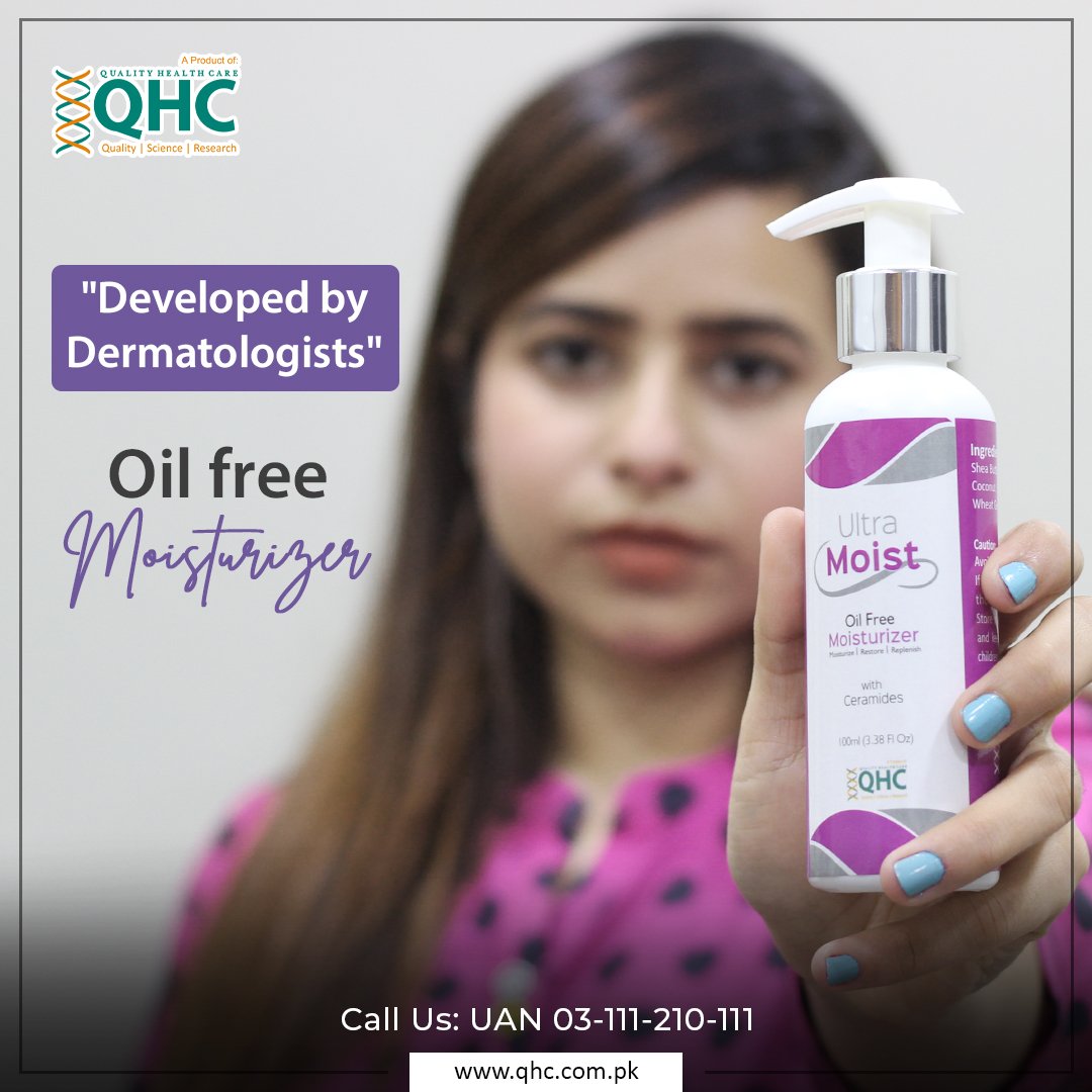 Keep your skin soft and smooth all day with Ultra Moist Oil-Free Moisturizer.

Our Ultra Moist Oil-Free Moisturizer is developed by our dermatologists.

Shop now at qhc.com.pk/product/ultra-…

#oilfreemoisturizer #Moisturize #Moisturizer #MoisturiserTreatment #GelMoisturizer