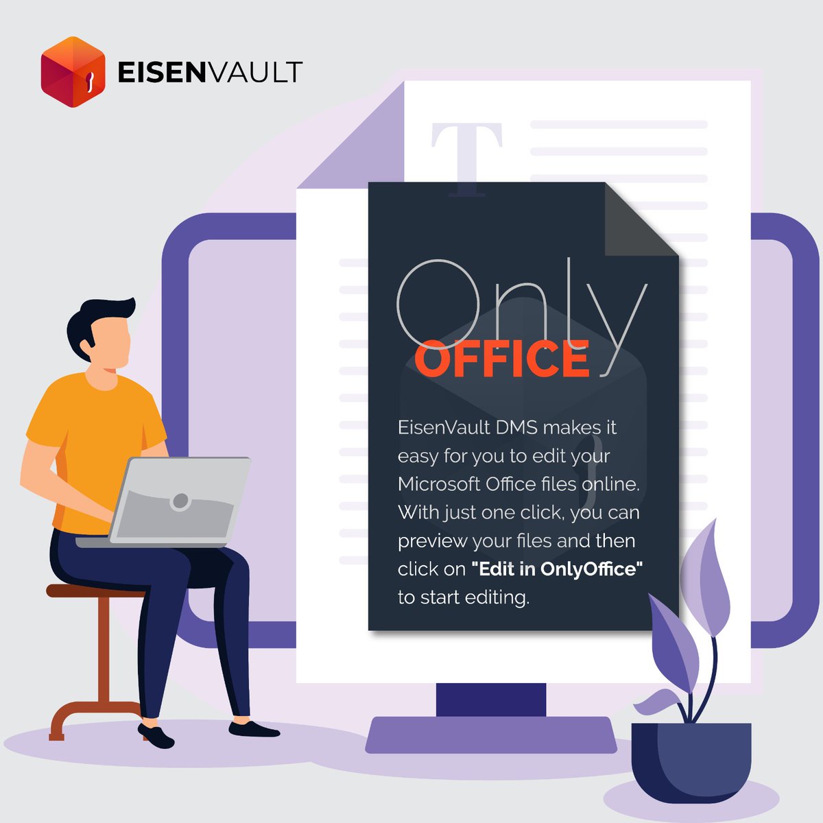 EisenVault's tweet image. #OnlyOffice feature in @EisenVault makes editing of #Microsoft files online easier than ever before! Now create, share, and manage files with ease. #DocumentManagementSystem #OnlineEditing #EisenVault