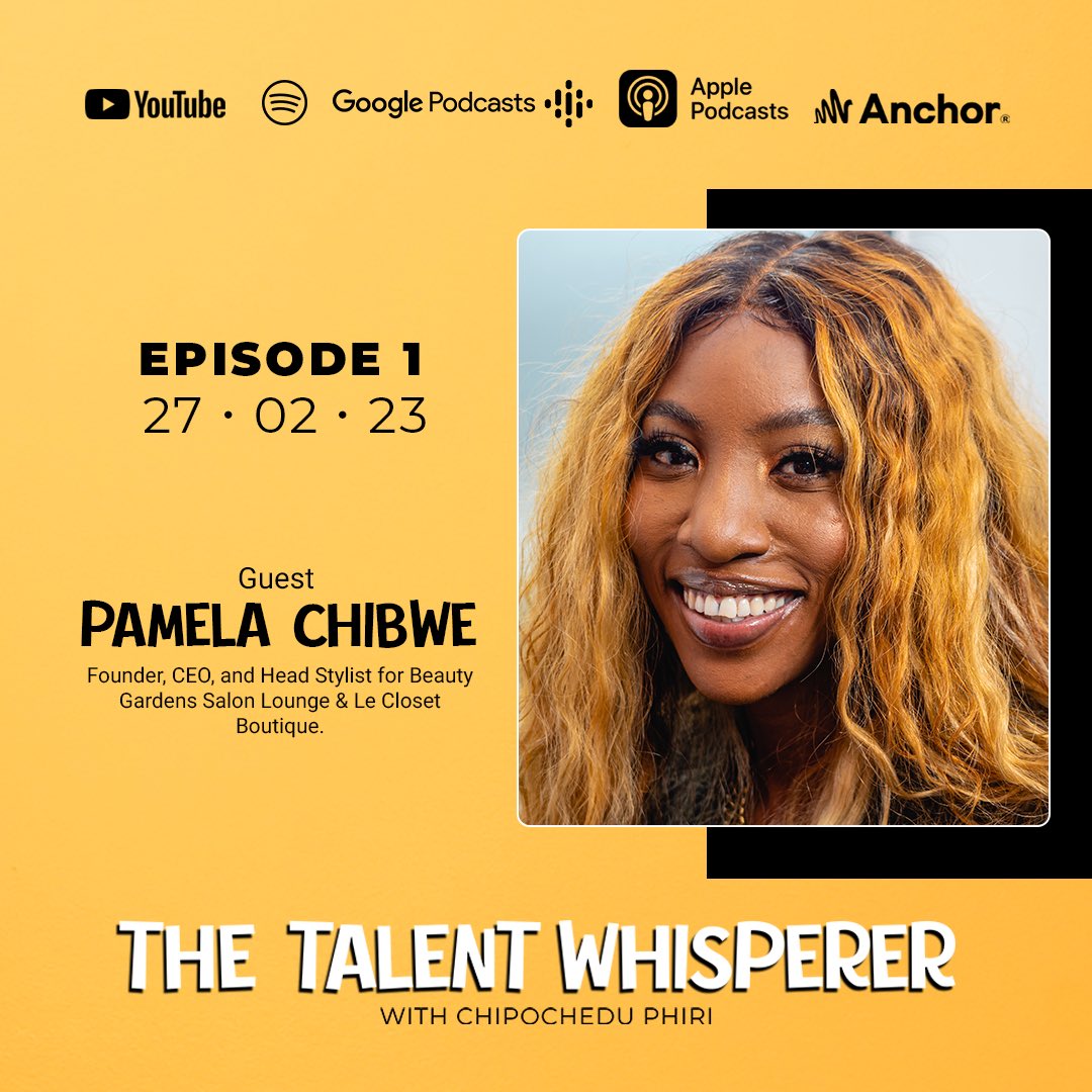 talent_whisper's tweet photo. Our host @chipochedu and first guest Pamela Chibwe  have a conversation about her 20 year career in the beauty industry. They also discuss how physical, spiritual, emotional, and mental wellbeing play a key role in business longevity. https://t.co/vPy2hf6hNL