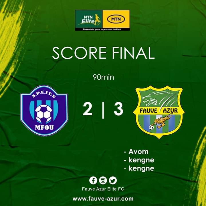 #MTNEliteOne 
🟢🟡 Victoire des Fayaboys ! 
Apejes  2 - 3  Fauve Azur Élite 

👉🏾 fauve-azur.com 

#FauveAzurEliteFC
#FauveAzurElite
#FauveAzur
#Fayaboys
#Fayadep
#FayaCommunity 
#TousderrierelesFayaboys
