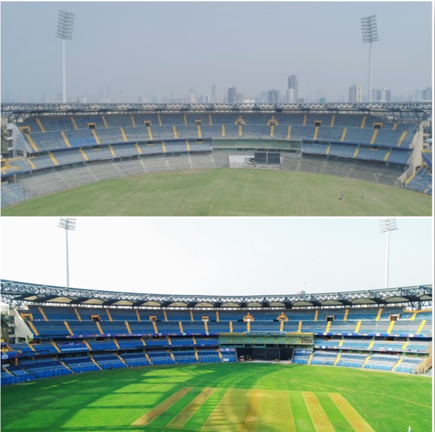 MumbaiCricAssoc's tweet photo. Renovations of the Wankhede Stadium is already underway in a phased manner⏳

Here's the latest look at the progress being made. We are sure that the spectators will enjoy the upgraded facilities at the iconic Wankhede 🏟️

#MCA #Mumbai #Cricket #IndianCricket #BCCI https://t.co/GRci1d1XcP