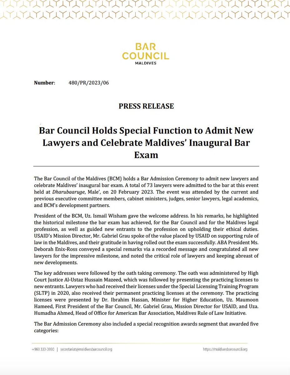 Bar Council of the Maldives on Twitter "Press Release Bar Council
