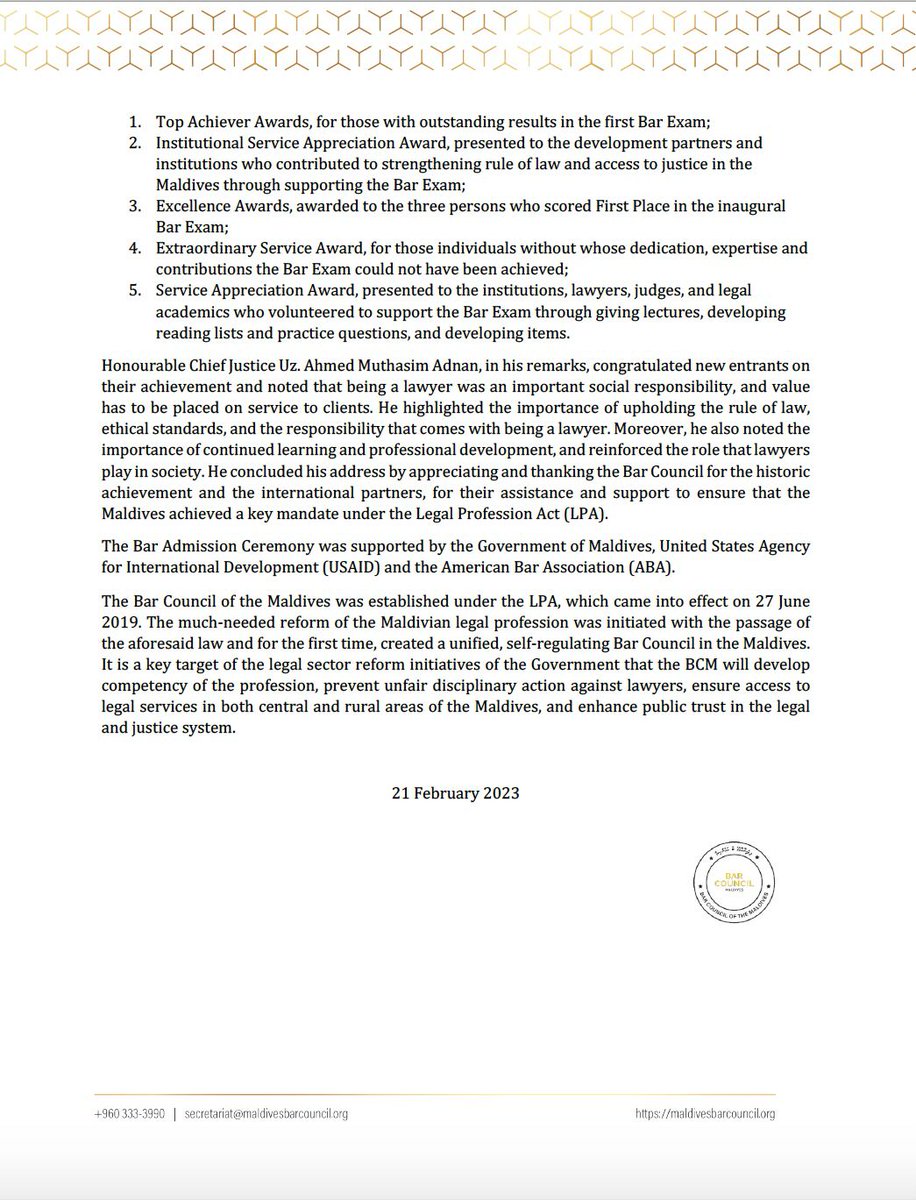 Bar Council of the Maldives on Twitter "Press Release Bar Council