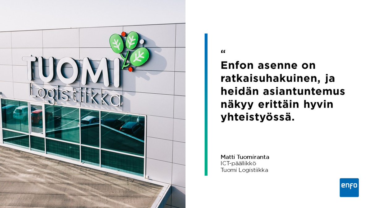 Tuomi Logistiikka sai käyttöönsä tiedolla johtamisen ratkaisun, joka on ihanteellinen niin toiminnallisesti kuin kustannustenkin osalta. 

👉 Lue asiakastarina, jossa rakensimme Tuomi Logistiikalle MS Azure -pohjaisen tietovarasto- ja BI-ympäristön.

enfo.fi/caset/tuomi-lo…
