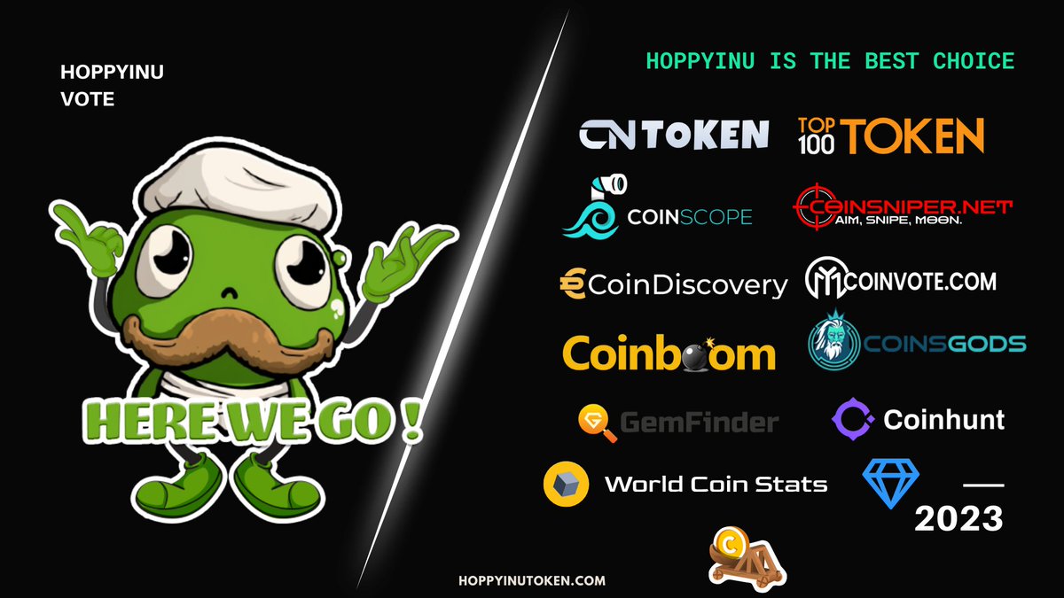 Hoppyinutoken's tweet photo. ➡️VOTE GUYS
✅CNTOKEN- https://t.co/q2Q0hk4suo
✅COINSNIPER - https://t.co/sOT1brwcq0
✅COINSCOPE - https://t.co/W9RnfDukbh
✅COINDISCOVERY - https://t.co/cl6RbTx4au
✅MYCOINVOTE - https://t.co/zpMNSjLO2p
#HoppyInu #TDOGE #Crypto #NFT #BTC #BNB #BINANCE #PINKSALE https://t.co/7dhNfTOuUd