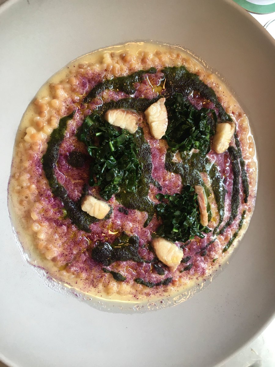thewinetattoo's tweet photo. What a cosmopolitan! @winewankers @pietrosd @CHARLIEWINES @winematcher A taste of #Italy before leaving #Paris for #Bruges at @Alain_Ducasse1 #Cucina restaurant. Surprising #wine from #Molise paied with new chef's delish #fregola #pasta black cabbage & smoked eel @DivaVinophile https://t.co/unz7L6HkxJ