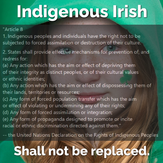 #IndigenousIrish folk have #NationalRights: the right not to be deprived of their national culture and ethnicity through mass #replacementmigration. #Ireland4All means the erasure of #NativeIrish people. This is unacceptable in Tibet, it is unacceptable in Ireland.
#Irelandisfull