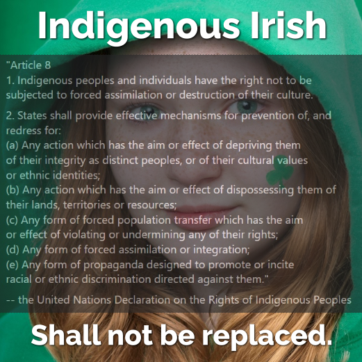 AntiWhiteWatch1's tweet photo. #IndigenousIrish folk have #NationalRights: the right not to be deprived of their national culture and ethnicity through mass #replacementmigration. #Ireland4All means the erasure of #NativeIrish people. This is unacceptable in Tibet, it is unacceptable in Ireland.
#Irelandisfull https://t.co/YGJv6fcKS6