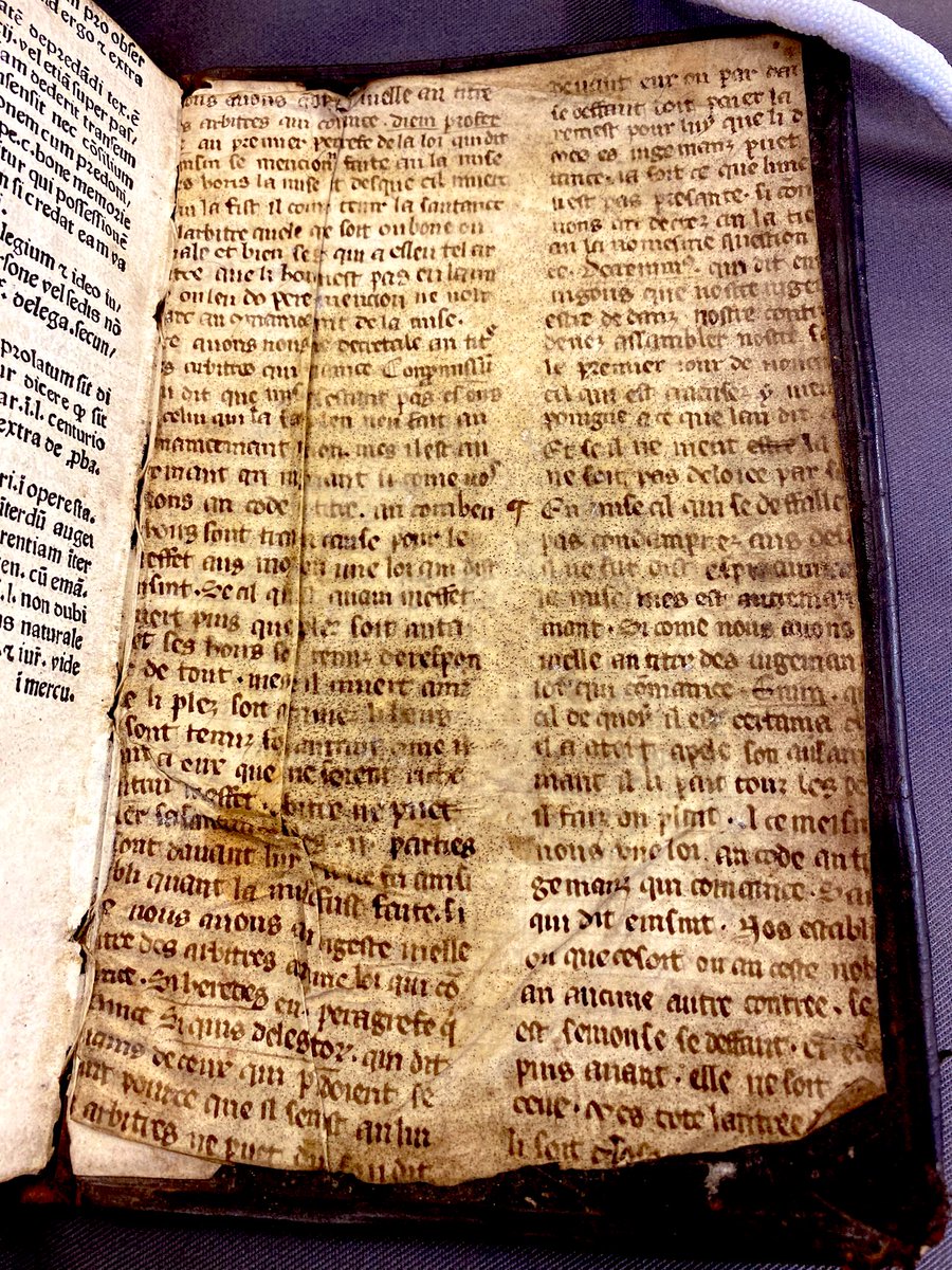 emmacayley's tweet image. What a fantastic day perusing some intriguing French manuscripts and printed books (with in situ fragments) in York Minster Library &amp;amp; Archives @YorkMinLearning yesterday. Exciting projects to pursue here with colleagues #fragmentology #fragments Now to find a local X-ray machine!