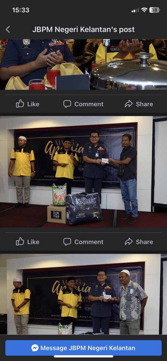 JBPM_Kelantan's tweet photo. Majlis juga turut diselitkan dengan sumbangan kepada asnaf-asnaf yang terjejas.

Dalam majlis yang sama, Ybhg. Raja Shamri Bin Raja Husin turut menyerahkan sumbangan kelengkapan unit media kepada JBPM Kelantan sebagai tanda penghargaan dalam kerja-kerja dokumentasi jabatan. https://t.co/9YOaoZVghl