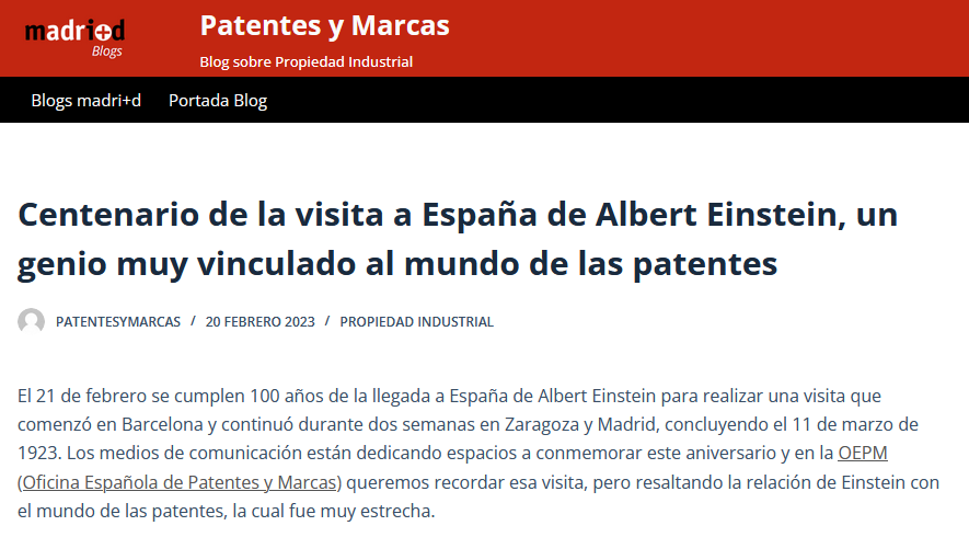OEPM_es's tweet photo. No te pierdas la nueva entrada de nuestro #BlogOEPM con motivo del centenario de la visita de Einstein a España‼️
#AprendePI

➡️https://t.co/v7XwWTCbe2 https://t.co/0RK1CSYtzk