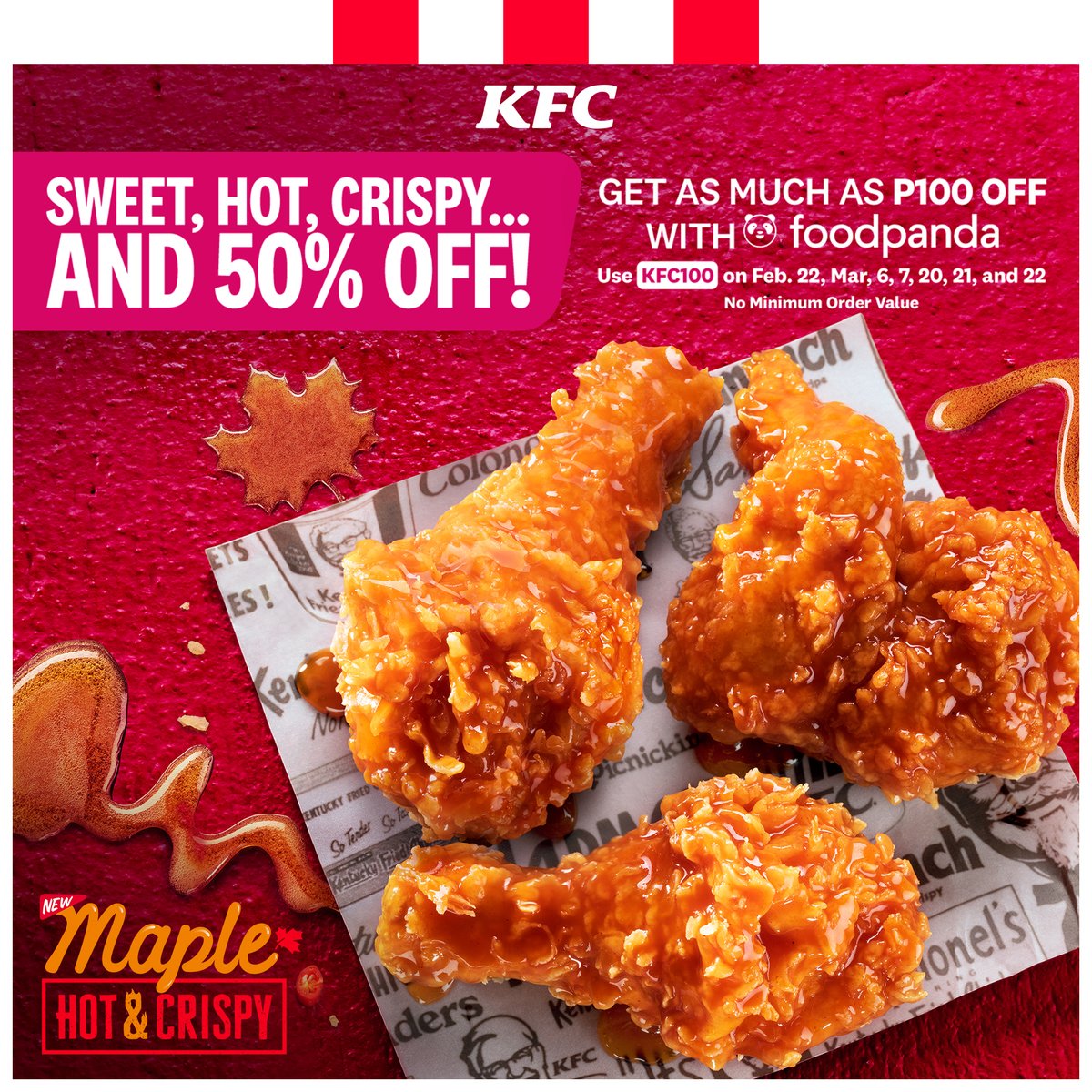 KFC Philippines on Twitter "Use code KFC100 exclusively on Food Panda