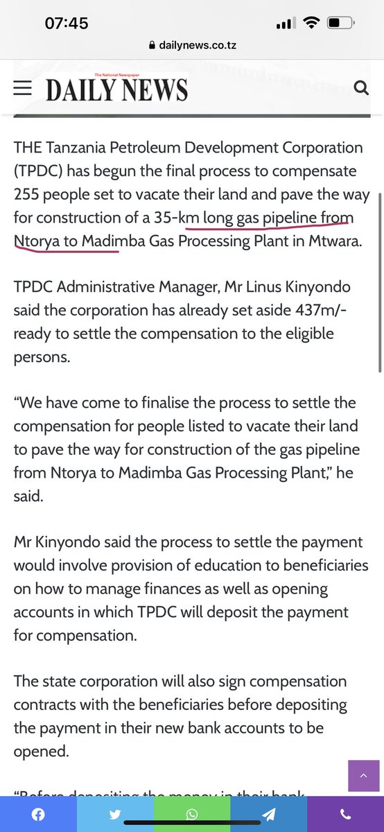 #AEX and it’s happening. TPDC has started process to build gas pipeline from Ntorya (Ruvuma Basin). First gas around Q1, 2024
