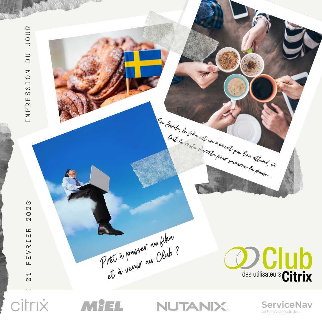 Club_Citrix's tweet photo. ☕ Le fika, vous connaissez ?  Bien plus qu’une pause-café, c'est un moment très convivial en Suède, à la maison ou au bureau pour un regain d'efficacité. Idem pour nos journées du Club 😀:  convivialité, gain de temps, gage d'efficience ! 
Plus d'infos 👉https://t.co/OwrIe1C4An https://t.co/hP6mK0irLm