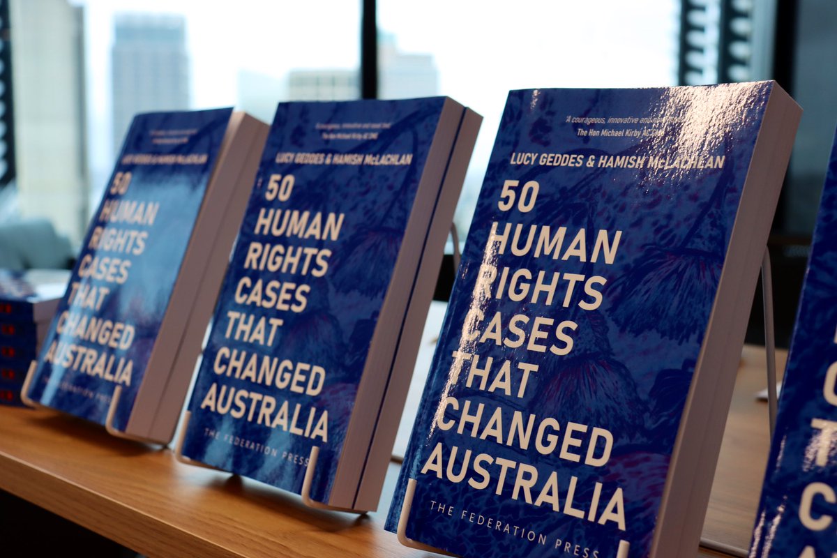 HumanRightsUNSW's tweet photo. A big turn out for tonight’s Sydney launch of ‘50 Human Rights Cases That Changed Australia’, by @lucygeddes and @hamish_mcl, with a panel including @GetUp’s @Riss_Bundjalung and Emeritus Professor Andrea Durbach. https://t.co/IWdYYc6myx