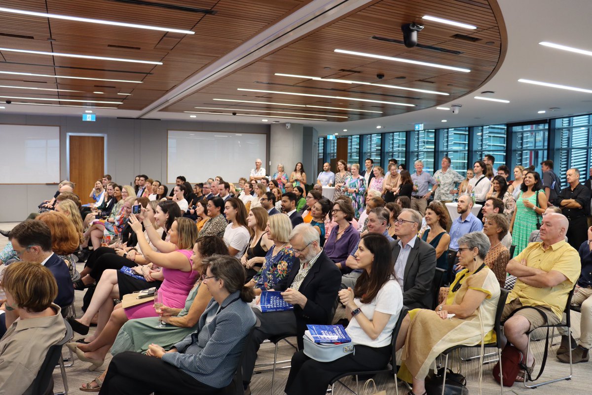 HumanRightsUNSW's tweet photo. A big turn out for tonight’s Sydney launch of ‘50 Human Rights Cases That Changed Australia’, by @lucygeddes and @hamish_mcl, with a panel including @GetUp’s @Riss_Bundjalung and Emeritus Professor Andrea Durbach. https://t.co/IWdYYc6myx