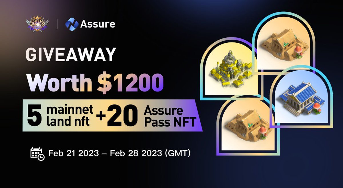 🪂<a href="/Assure_pro/">AScoin Wallet</a> &amp; <a href="/TheLostLandNFT/">Open World: The Lost Land⚔🛡</a> Joint #Giveaway

💥$1,200 <5 mainnet land #NFT + 20 Assure #NFT>
👉Join: galxe.com/assurewallet/c…
✅RT Tag 3

 #Airdrop #Crypto #Web3