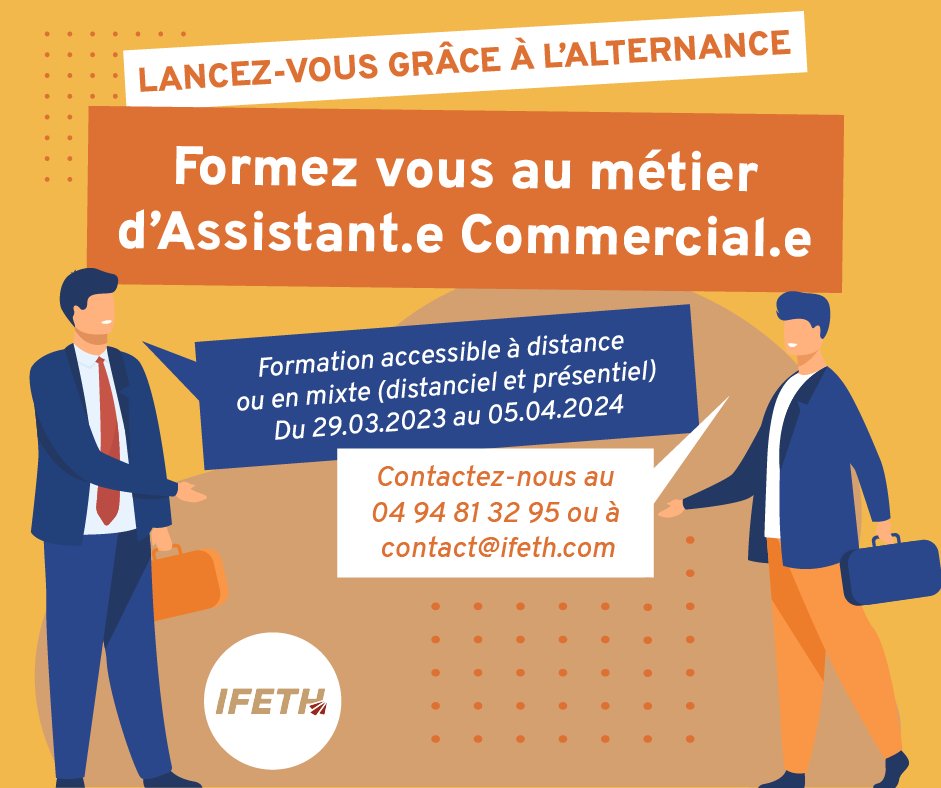 ifeth_tag's tweet photo. ⚙️ Vous pensiez devenir assistant.e commercial.e ? Vous deviendrez indispensable !

🎓 Grâce à @IFETH, saisissez votre chance et intégrez la formation en alternance d’Assistant.e Commercial.e.

🗓️ Dates de la formation à distance : 29/03/2023 au 05/04/2024 🗓️ https://t.co/AbdRZ2QzDX
