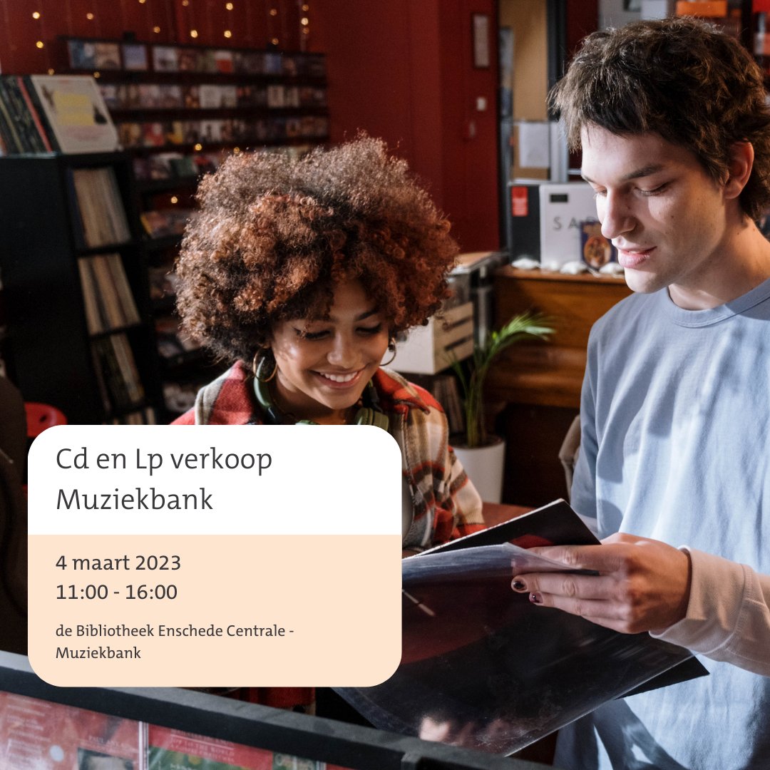 🎵Muziekliefhebbers opgelet!

De #Muziekbank organiseert weer een CD en LP verkoop. Kom 4 maart naar de Muziekbank en scoor de mooiste #muziek voor lage prijzen.💿👍

📅Zaterdag 4 maart 2023 11:00 - 16:00
📍de Bibliotheek Enschede Centrale - Muziekbank

#bibliotheekenschede