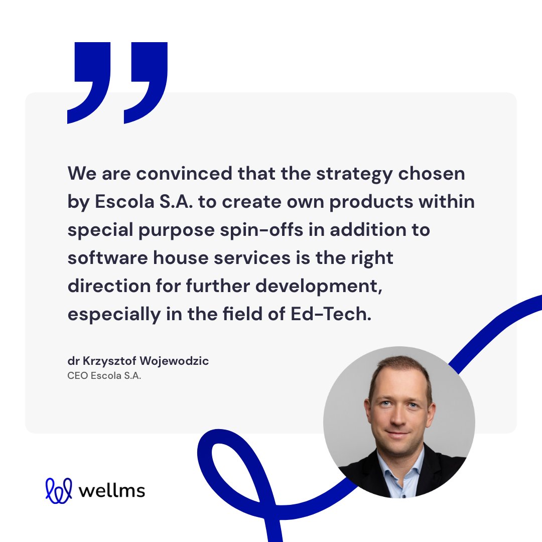 EscolaSoft's tweet photo. Yes! ERC Sp. z o.o. #Fund #invests PLN 1 million in Escola S.A.'s innovative e-learning platform solution #Wellms - Read full story at our press office - https://t.co/4JgmMo8Soi 
#elearning #edtech #edu #venture #Escola https://t.co/fn2ahewXLg