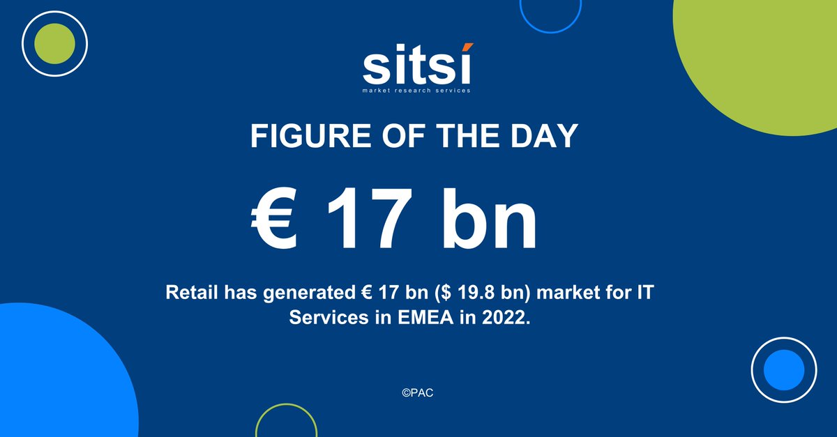 Retail has generated € 17 bn ($ 19.8 bn) market for IT Services in EMEA in 2022. This represents 6.2% of the EMEA market, building the 7th largest industry in the region.

#EMEA #Retail #ITServices
