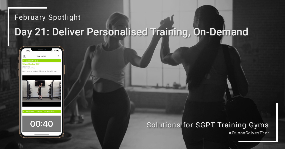 QuooxGMS's tweet photo. Day 21. Quoox enables gyms to deliver tailored content to their members with minimal effort. With all their membership benefits in one place, our studies have shown an increase in engagement – leading to better results, greater satisfaction, &amp; increased renewals. #QuooxSolvesThat https://t.co/iackNj9qFu