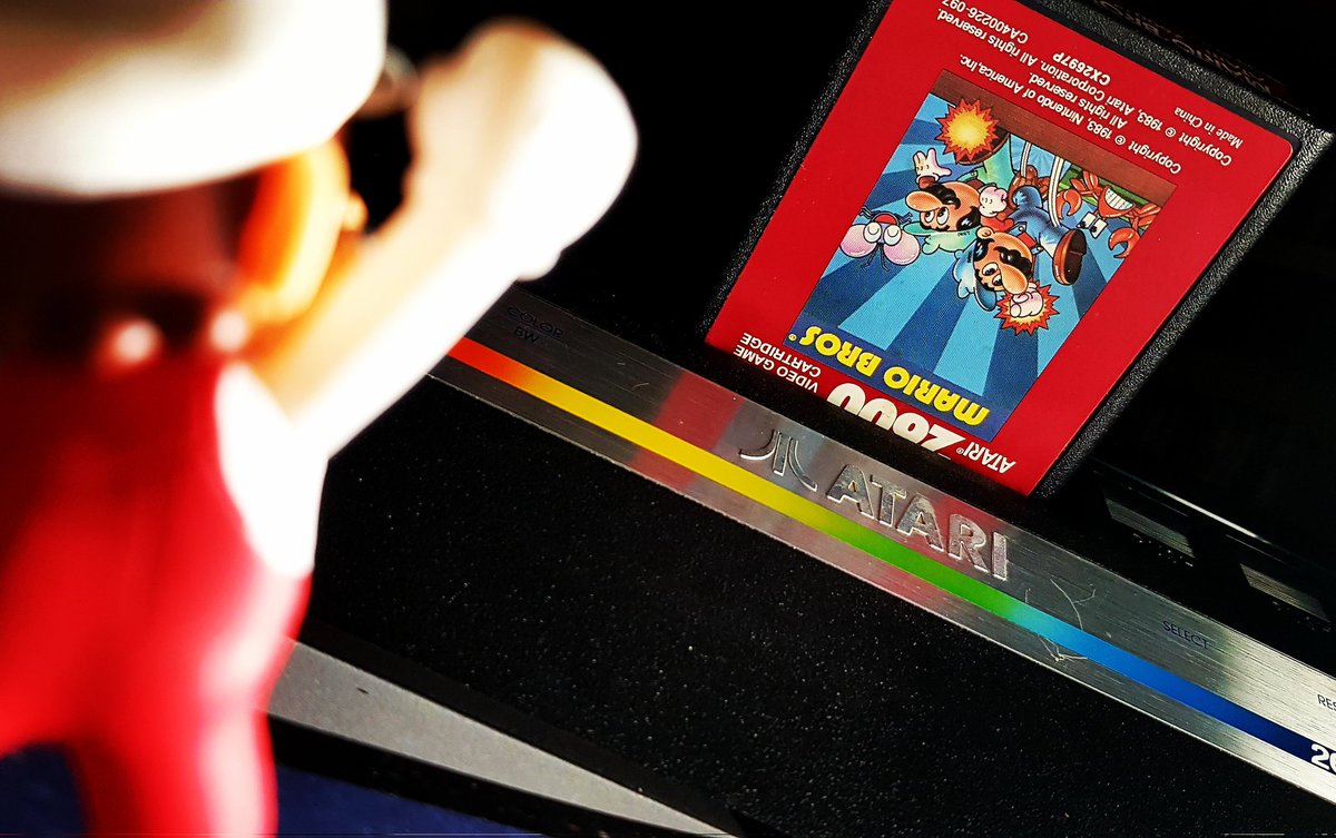 SJimtendo's tweet photo. Go Super Mario Go!
Aside from the bros having MASSIVE heads... fun version of the arcade classic ♥️
#AtariTuesday #supermario #atari #retrogames https://t.co/JgU82zf876