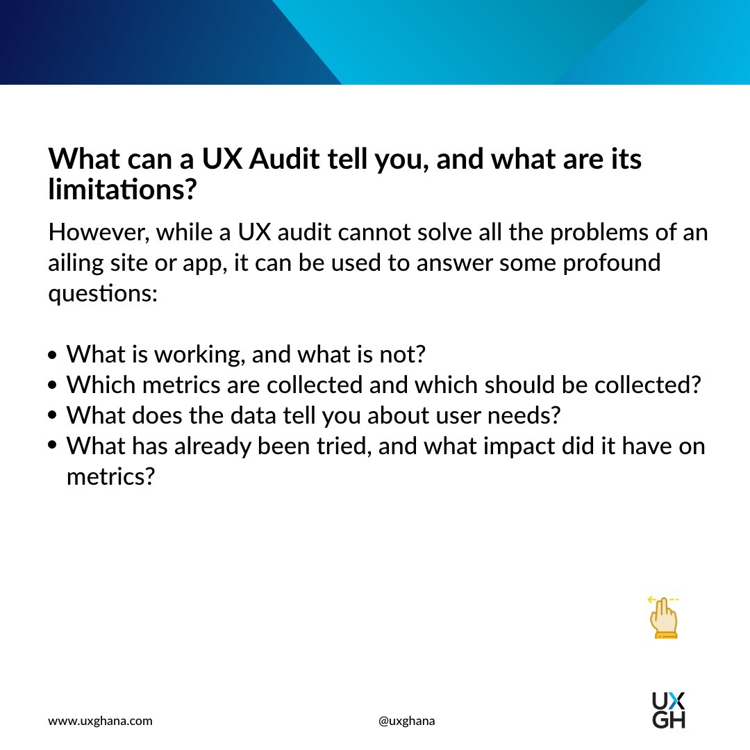 A digest on UX Audit, the process, the benefits of performing such a task and how it can help refine your product and grow a business

#uxaudit #product #uxui #creativity #usabilitytesting #analysis #designprocess #userresearch #businessgoals #uxghana