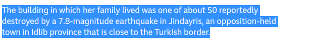 Dear <a href="/BBCNews/">BBC News (UK)</a>, would you stop disinformation regarding Kurds in the ME?
Jindayris/Jindires (Cindirêsê in Kurdish) is:
1)not in Idlib. It's in Aleppo province, Afrin.
2)not 'opposition-held.' It's been 'Turkey &amp; rebel-occupied' since 2018!
bbc.com/news/world-mid…
#TwitterKurds