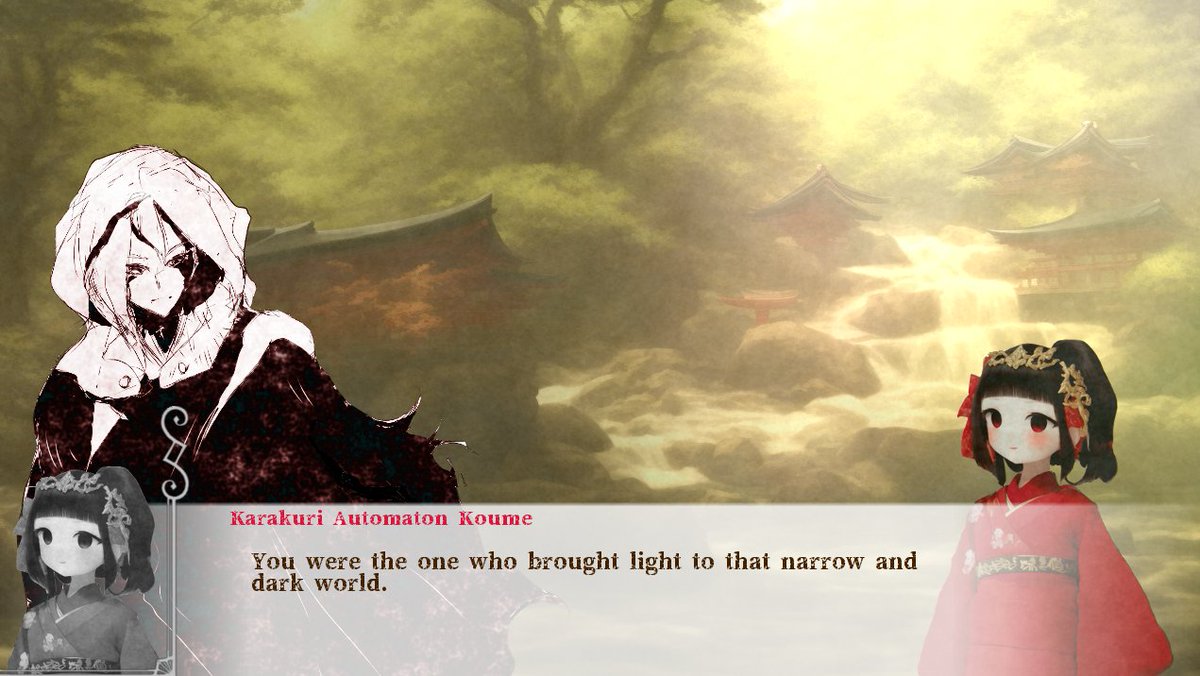 In the scenario "Karakuri Automaton Chasing", the following multiple endings are possible. You take Genan back to the Guild. You face Koume. You will cooperate with Koume to defeat the great evil.

#RenPy #rpg #steam #visualnovel
#gamedev #indiedev #IndieGameDev #indiegame
