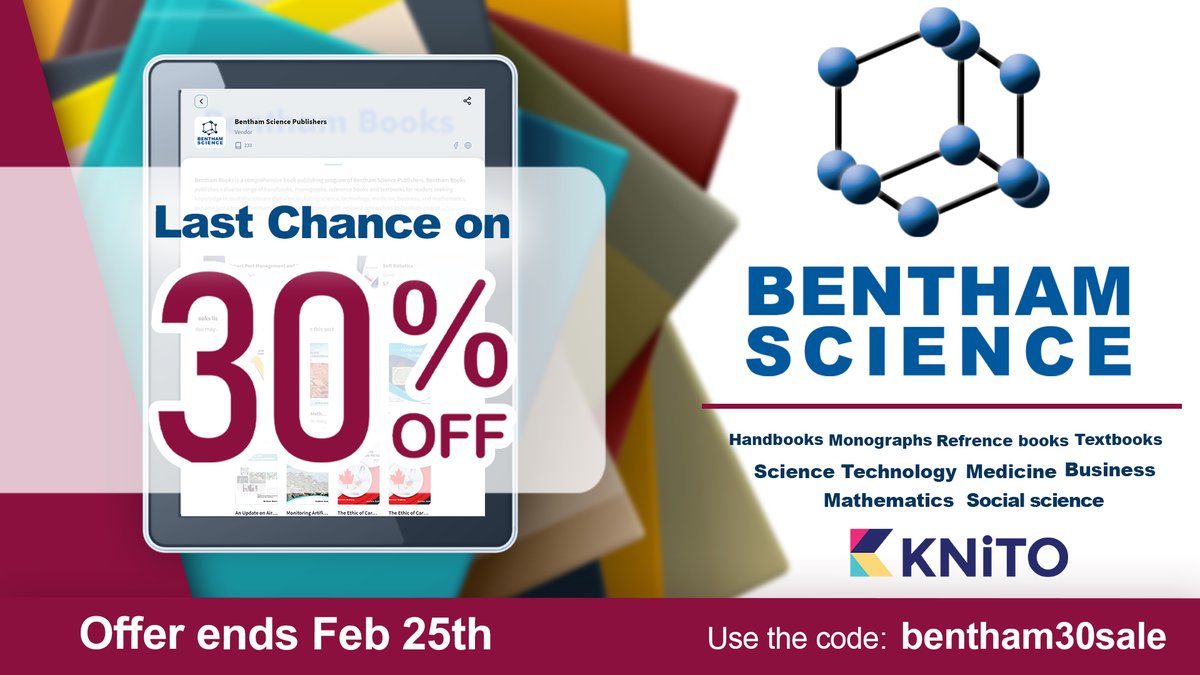 Hey everyone! Here's the last chance to buy Bentham Science books with a 30% discount.
Don't miss out!
knito.com/new-year-sale/

#benthamscience #ebooks #discountcode #handbook #Science #medicaleducation
