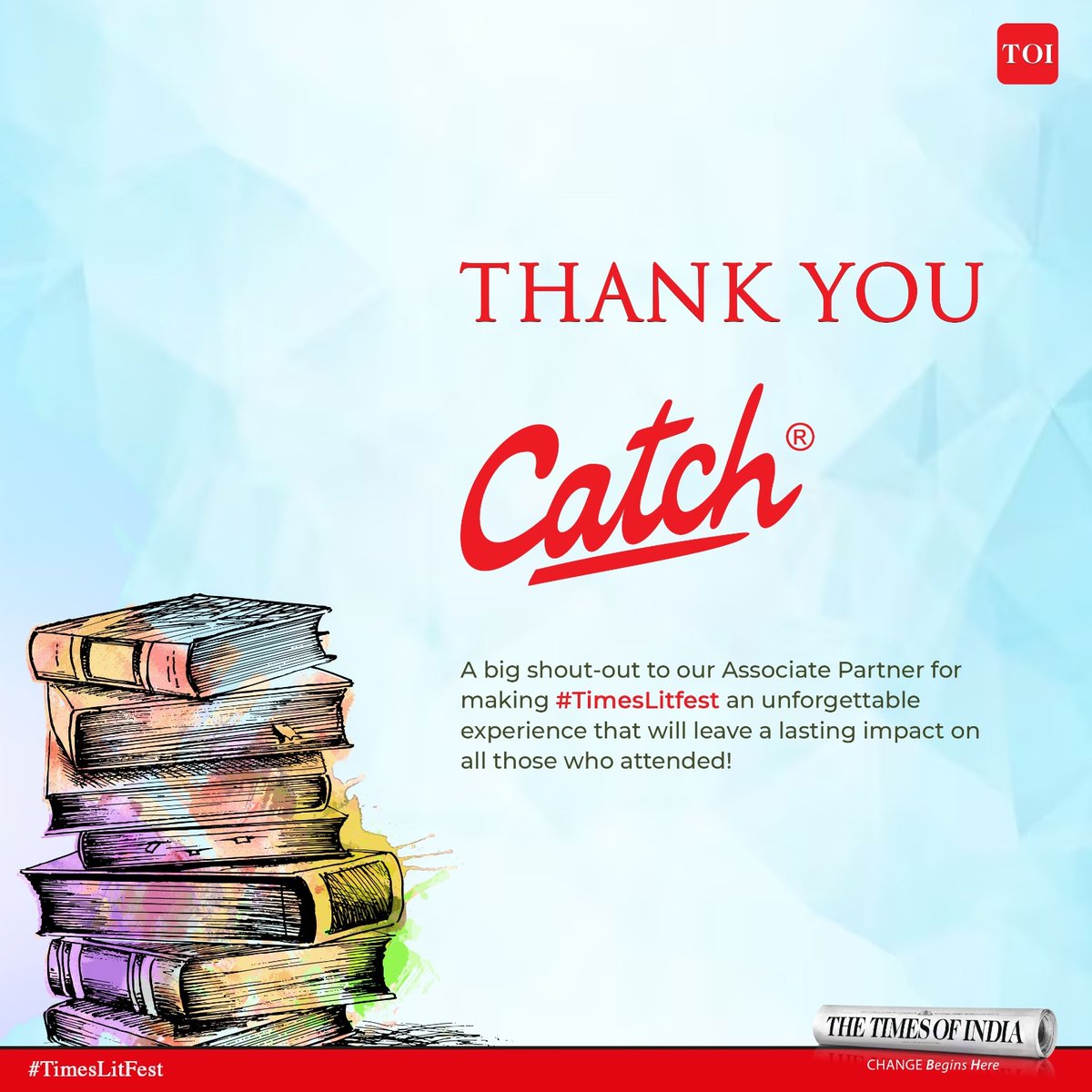We would like to extend our heartfelt gratitude to #catchfoods, Associate Partner of #TimesLitfest for supporting us in the journey to spread the joy of reading &amp; writing to everyone.

Visit bit.ly/TLFDelhiFB to watch the missed sessions!

#TLFDelhi2023 #OneWorldManyWords