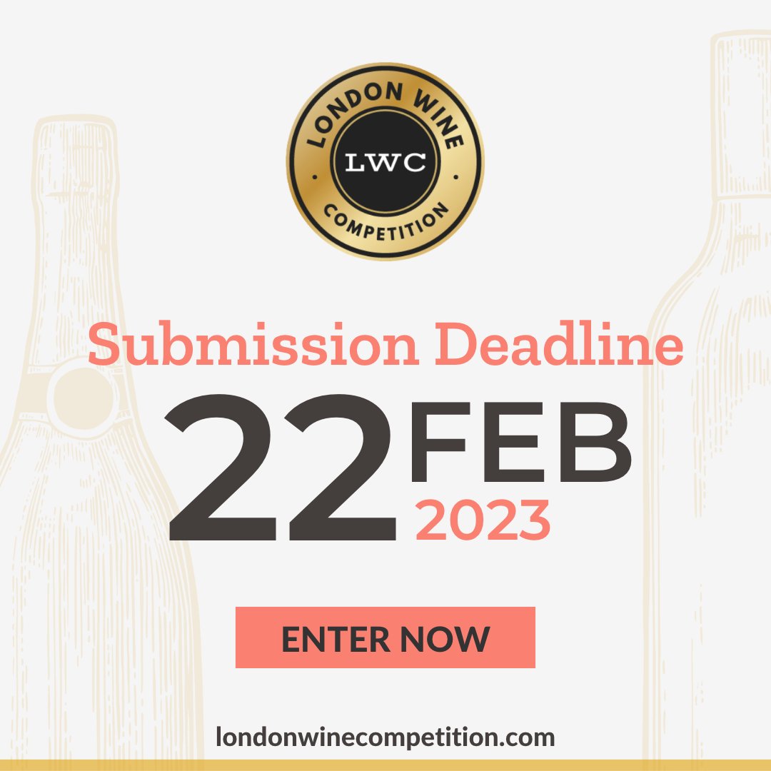 🚨 LAST 48hrs LEFT TO SUBMIT YOUR WINE BRAND 🚨

Enter your brand here: londonwinecompetition.com/en/how-to-ente…

THE DEADLINE IS: FEB 22, 2023
 
Know more about London Wine Competition here: londonwinecompetition.com/en/how-to-ente…