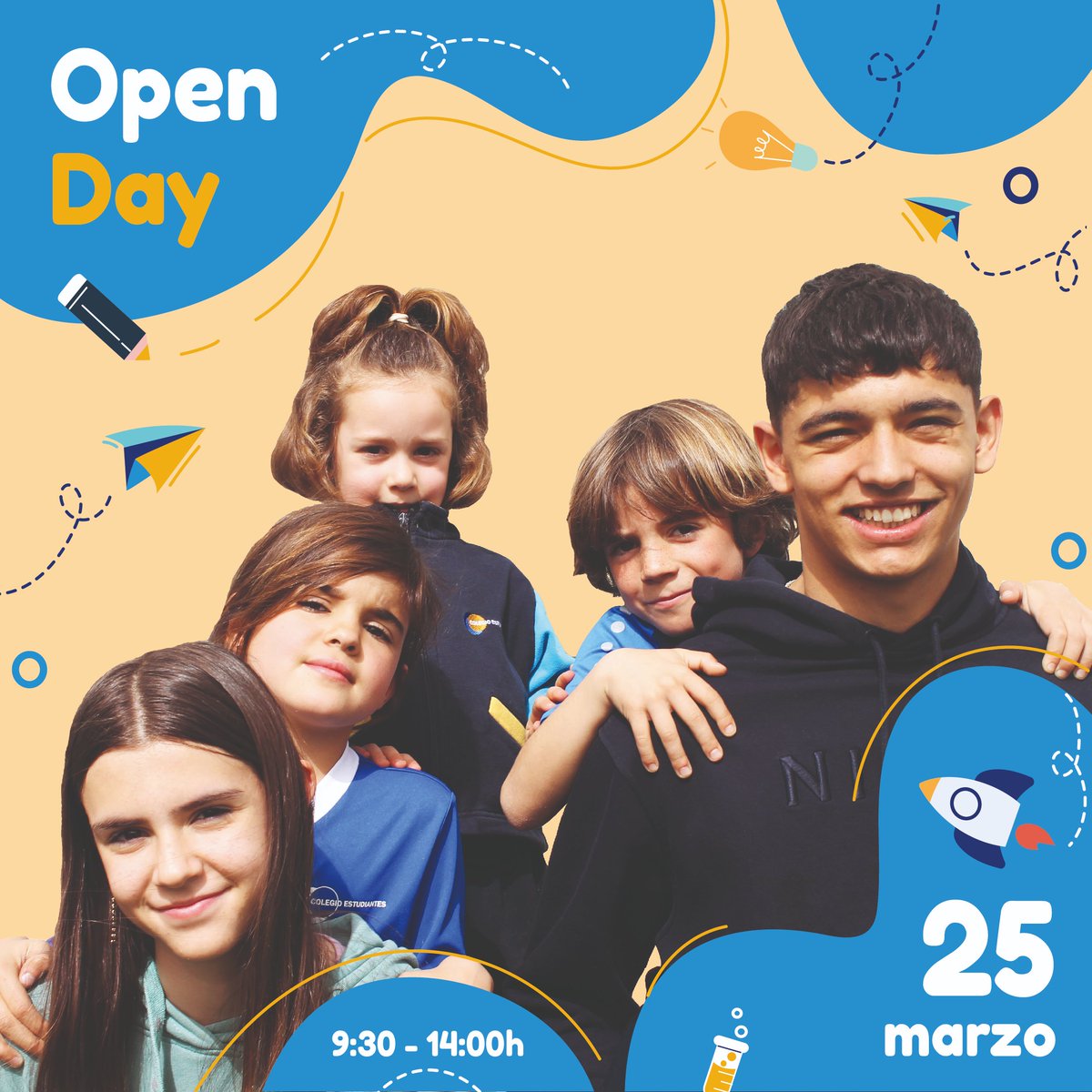 Open Day!🚀

Colegio Estudiantes abre sus puertas a todas las #familias interesadas en cualquiera de sus etapas educativas.

Visitas guiadas por las instalaciones, #ReunionesInformativas, clases abiertas y muchas actividades. 

📝Inscripciones: bit.ly/PuertasAbierta….

#OpenDay