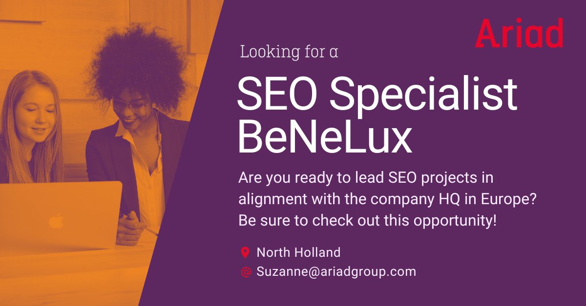 MeetAriad's tweet photo. New Sparkling Opportunity✨

We are looking for a SEO Specialist for a leading e-commerce and consumer electronics brand.

📍North Holland

Can't wait to know more? 

Check out the link below or contact Suzanne to move ahead!
https://t.co/KnkMgMeqDN https://t.co/sJZTnum6fV