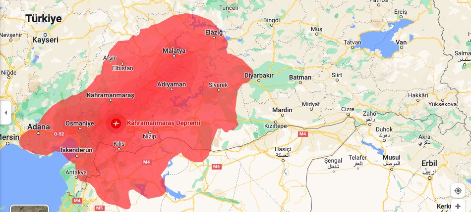 11.45’de YouTube Fatih Portakal’a bağlanacağım. Haritadaki kırmızı deprem bölgesi, M6,4 ile tüm Hatay’ı içine aldı.