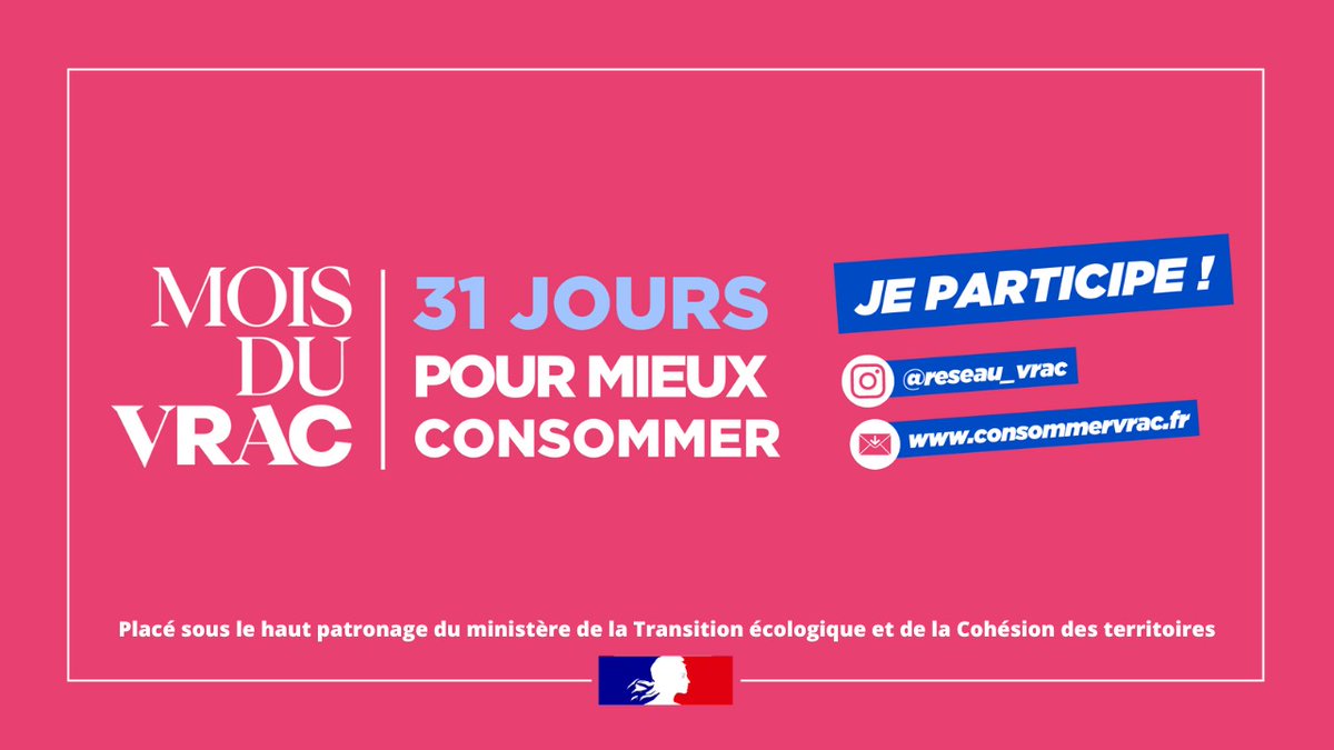#ÉconomieCircurlaire | Dans quelques jours débute le mois du vrac : 31 jours pour mieux consommer. Envie de relever le défi ? Plus d’informations par ici : consommervrac.fr