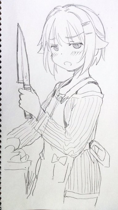 いいですか、包丁持ってるときはいたずらないで下さいね!
ちょっかい出そうとするPをたしなめる幸子のらくがきです 