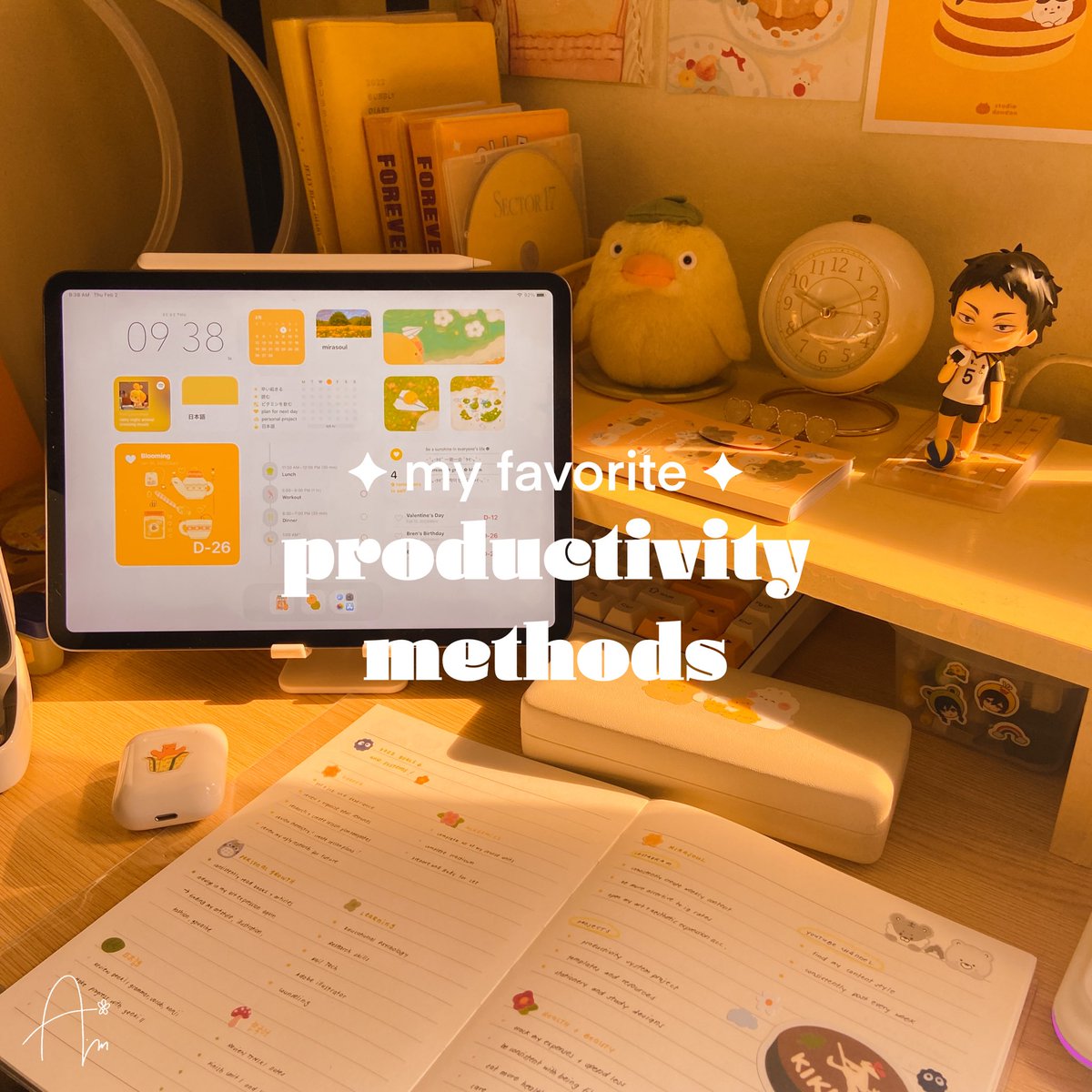 🌻 my favorite productivity methods 

We all have personal productivity methods we love applying, so here are some productivity methods I personally love 💛 If you ever find one of them to your liking, why not try them out? ✨🌻