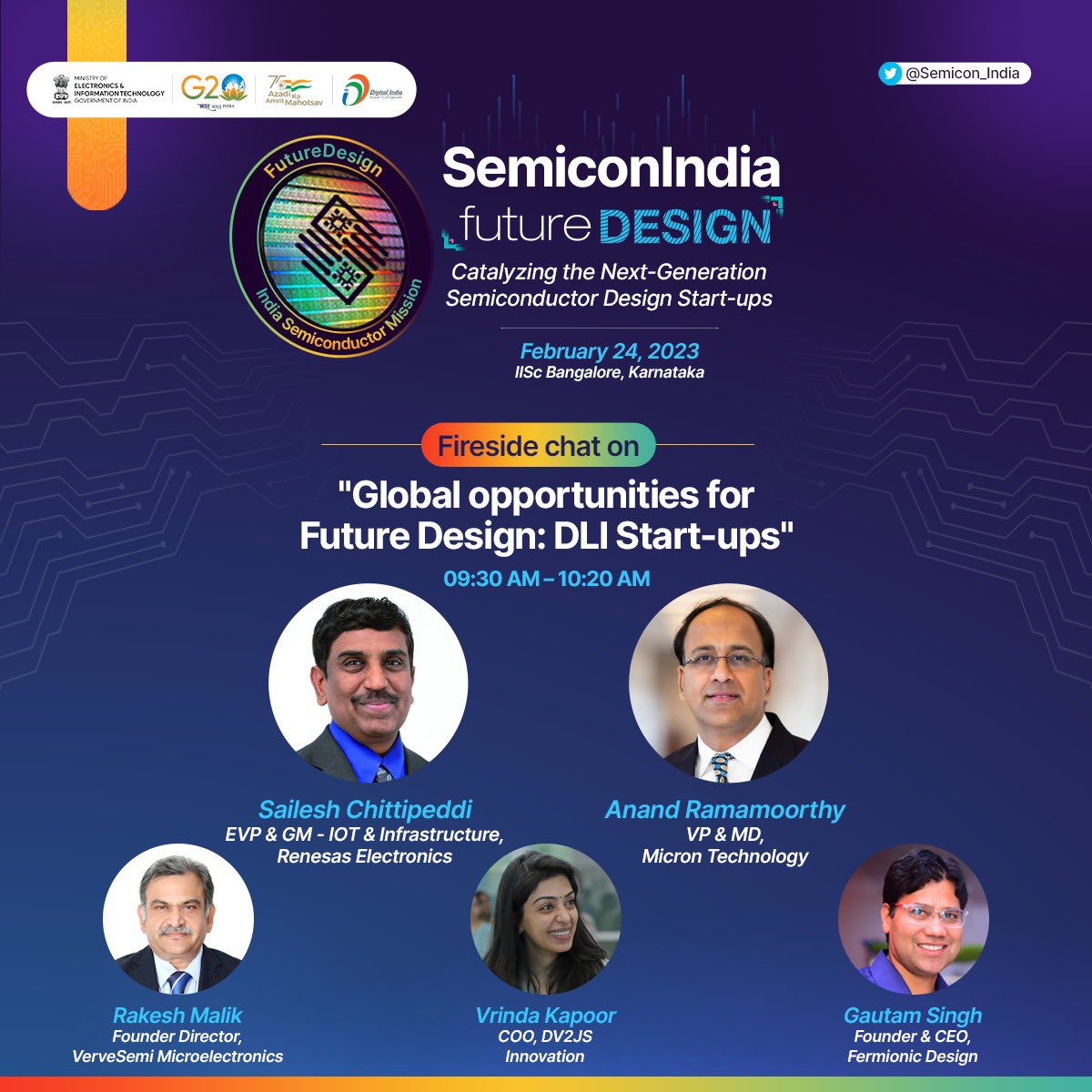 Time to be a future design #semi_startup is now!

Listen to global experts on opportunities in India to collaborate, innovate & co-develop designs:

1. Semi majors @RenesasGlobal @MicronTech
2. Organizations like @ISRO @DRDO_India
3. Startups, tech majors @DIRISCV @VentanaMicro